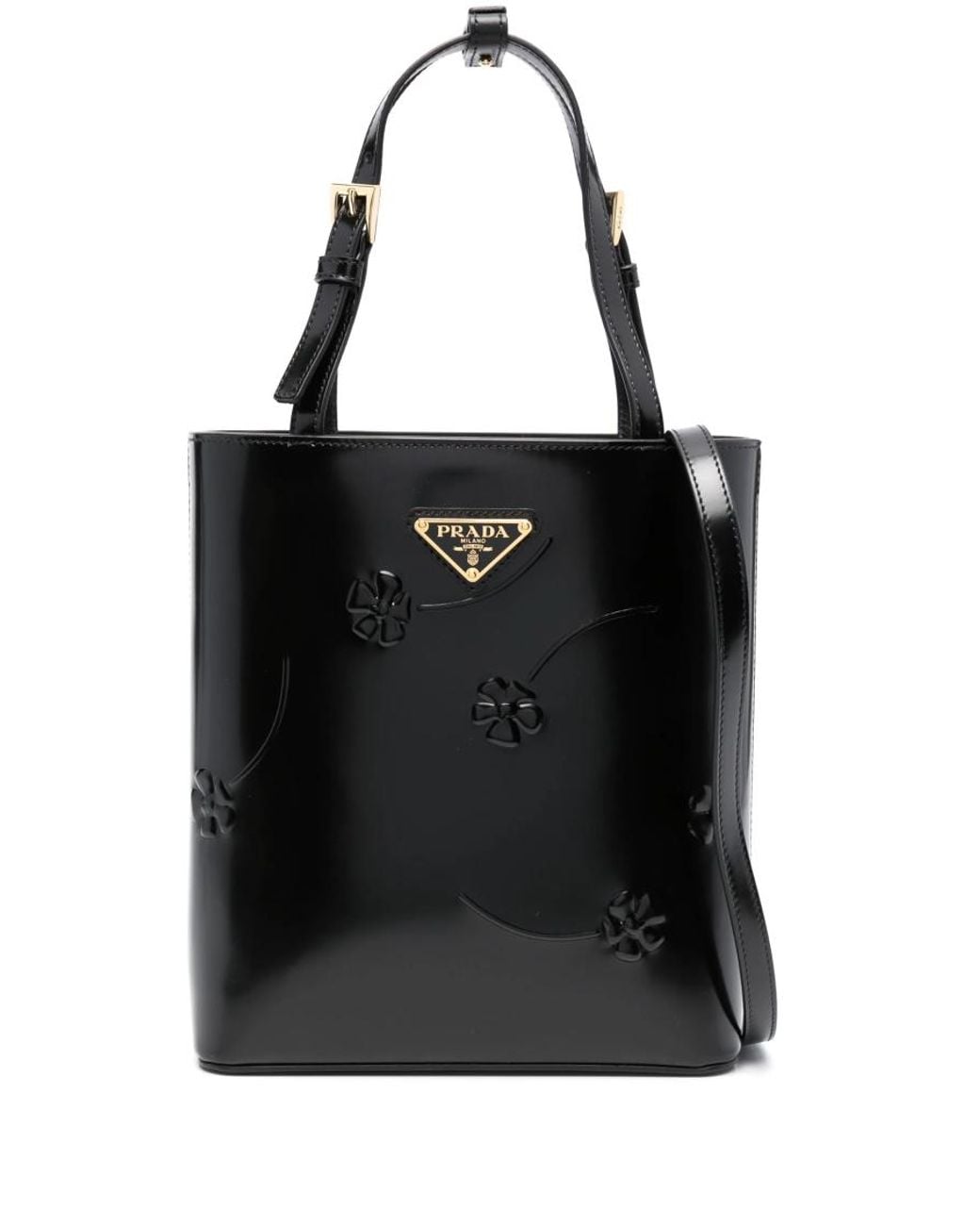 Prada Black Triangle Logo Mini Tote