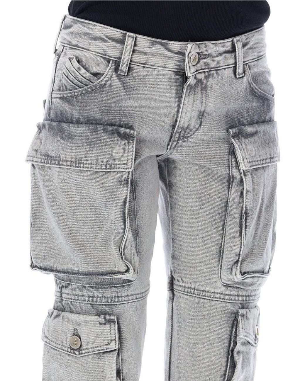 The Attico Gray Oversized Cargo Denim Pants