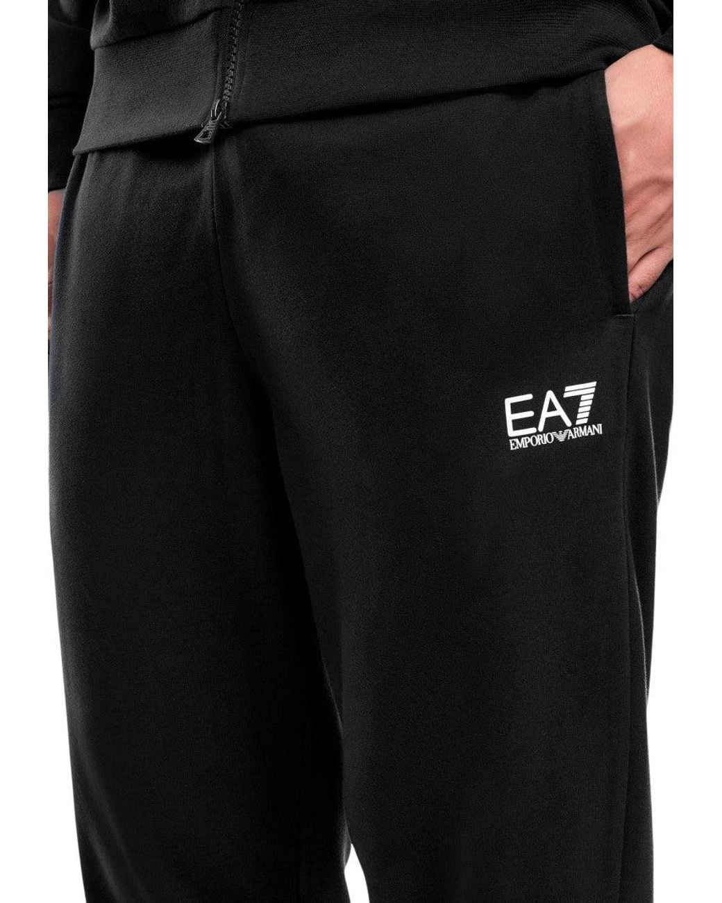 EA7 Black Regular Logo Tracksuit for men
