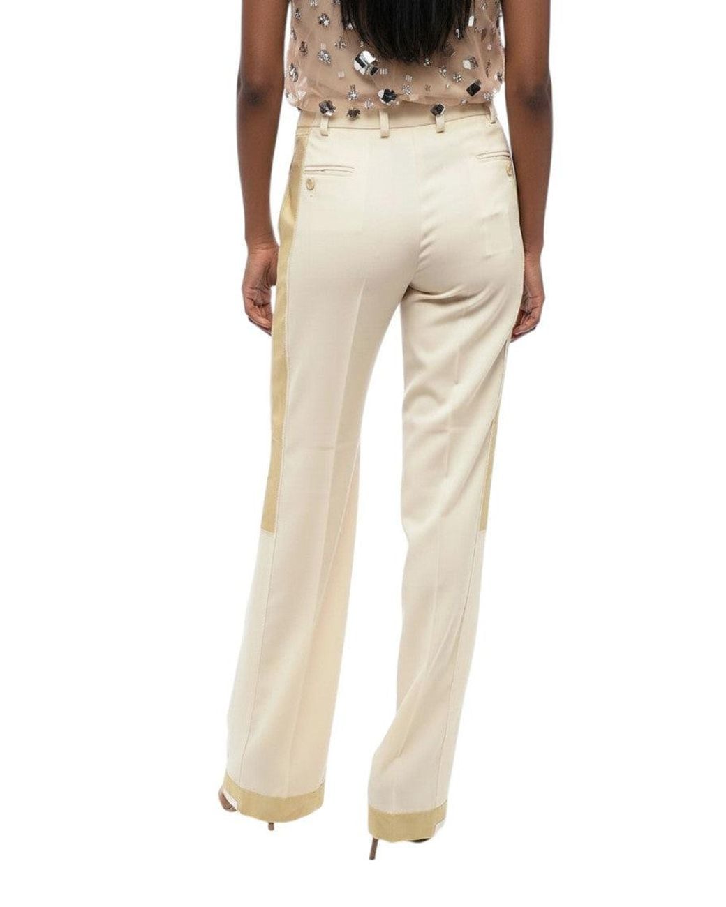 Moschino Natural Tailored Flat Front Pants