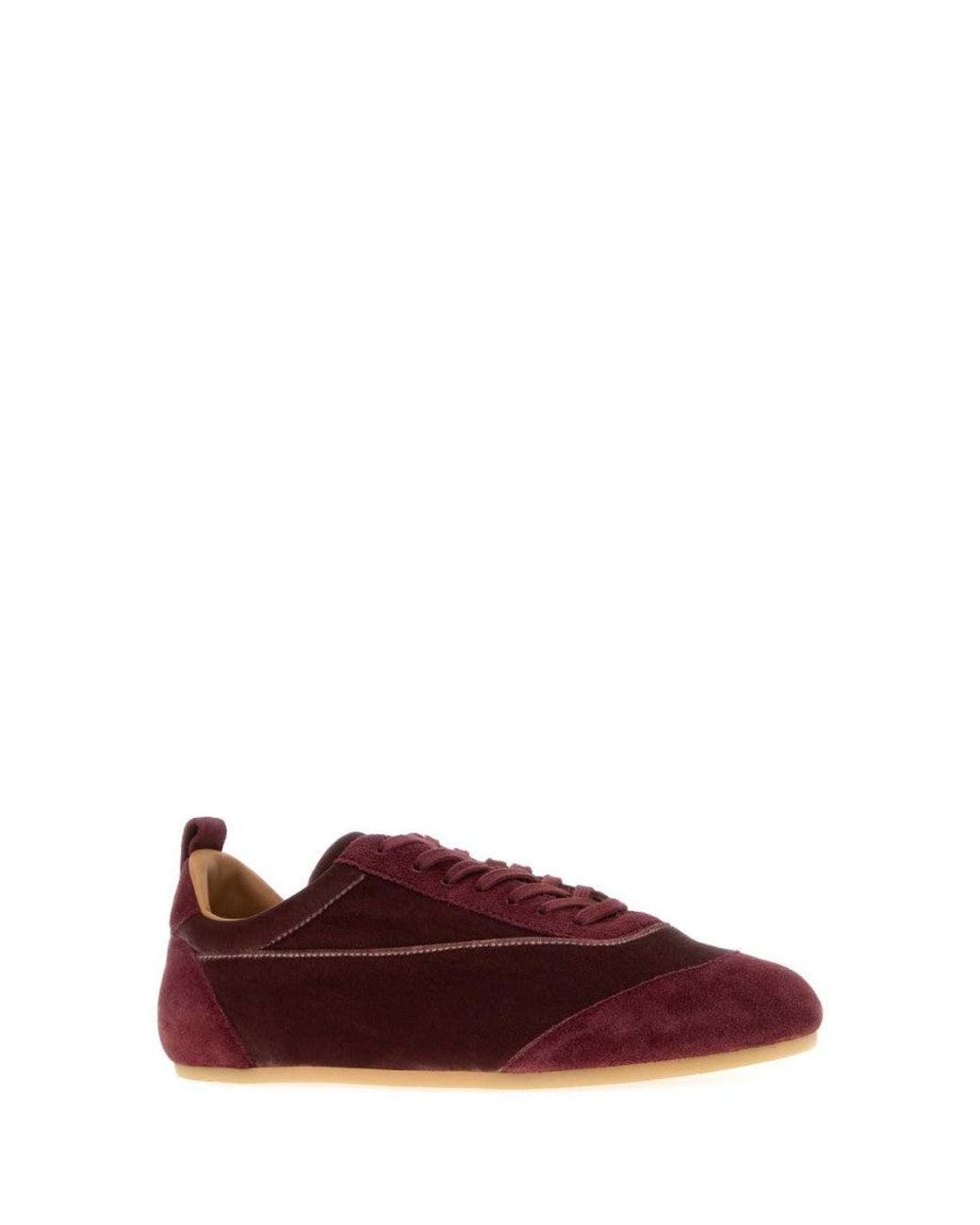 Jil Sander Red Lace-Up Sneakers
