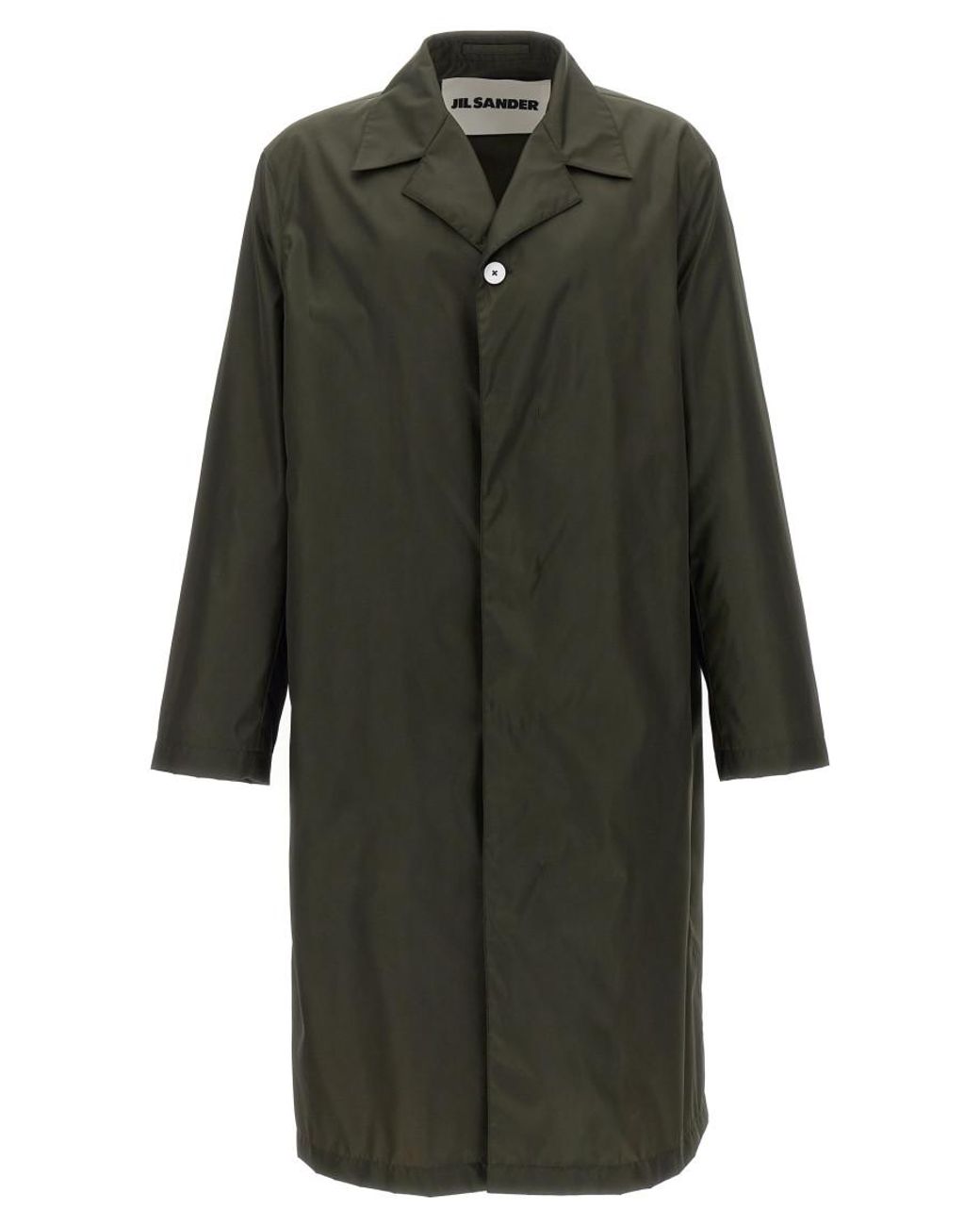 Jil Sander Single-Breasted Nylon Twill Trench Coat in Green | Lyst
