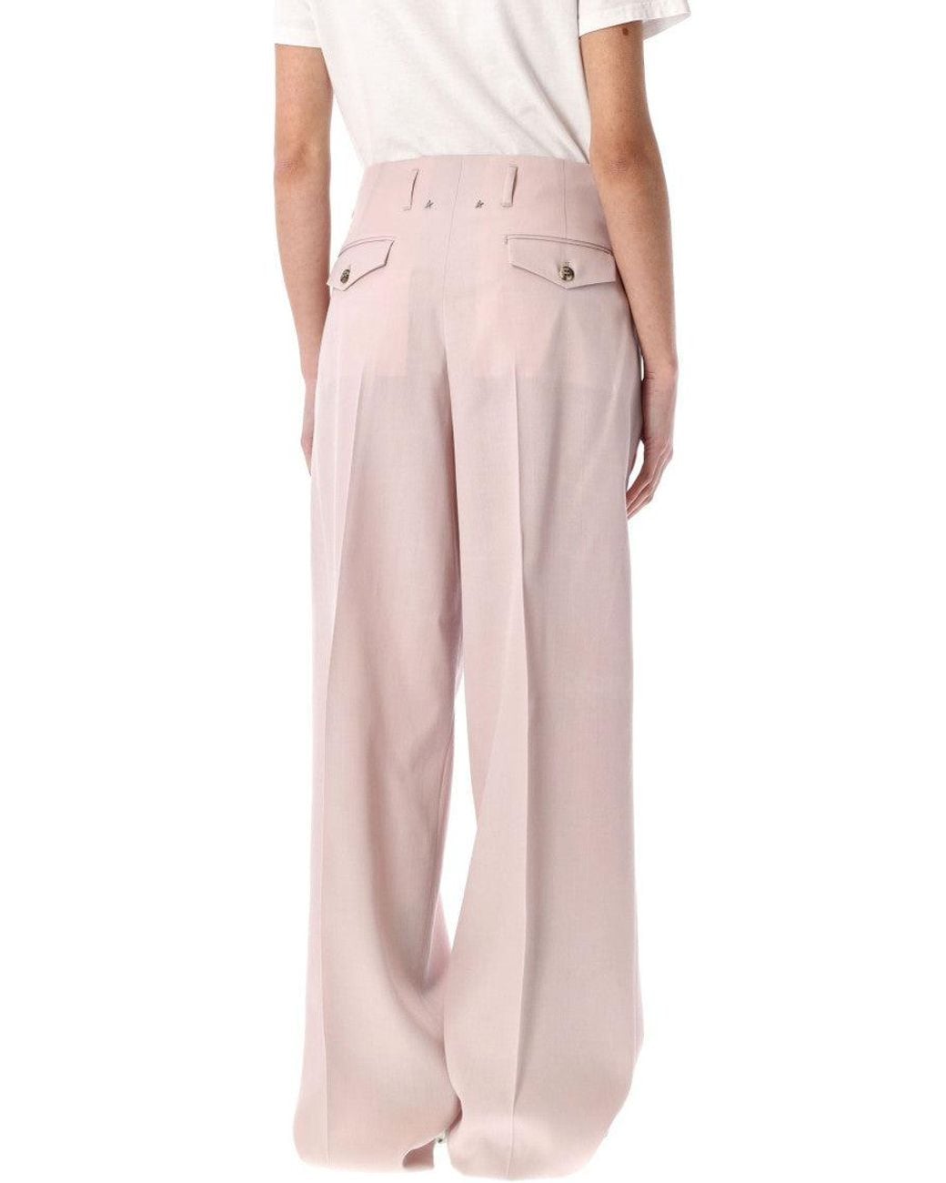 Golden Goose Deluxe Brand Pink Natural Wool Wide Leg Pants