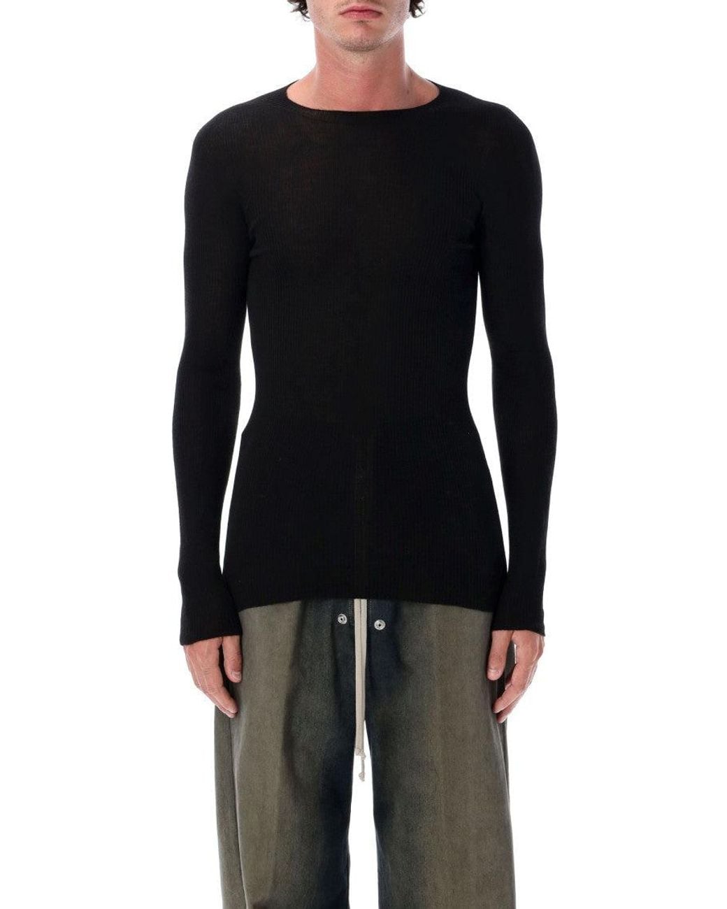 Rick Owens Blue Ribbed Sweater for men