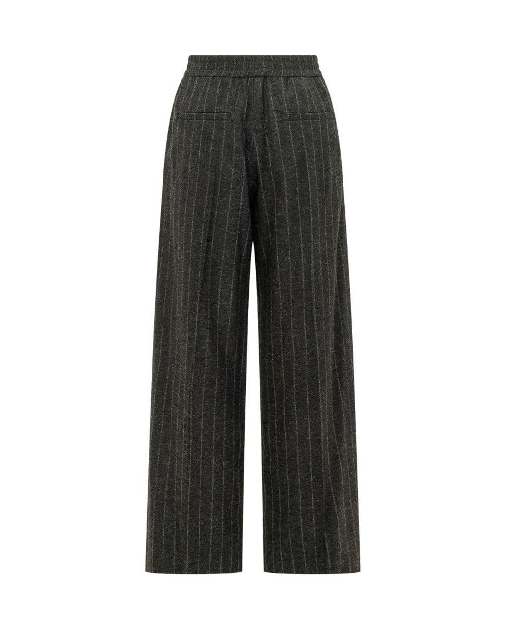 Brunello Cucinelli Black Relaxed Stripes Elasticated Pants
