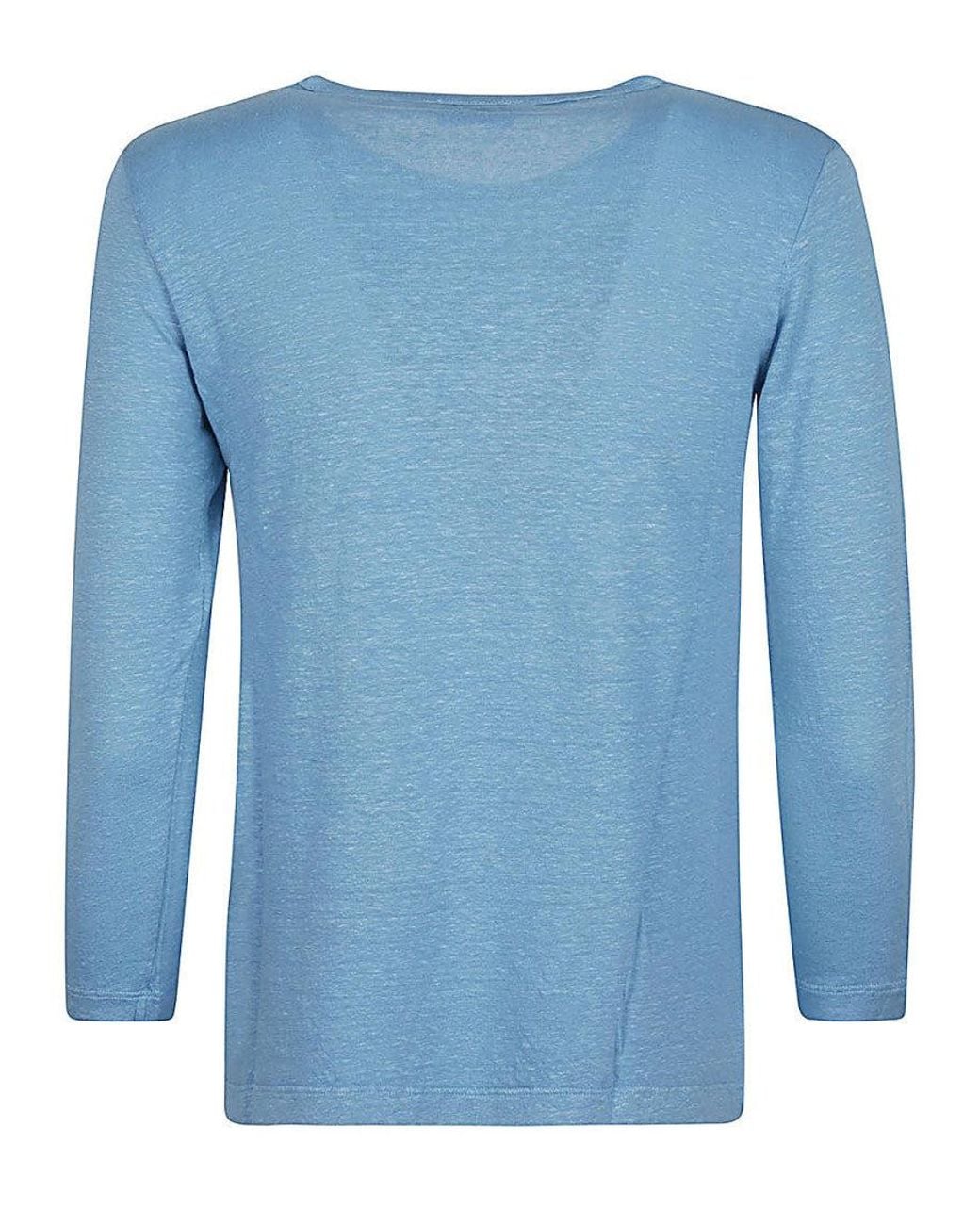 Base London Blue Linen Jersey Long Sleeve T-Shirt