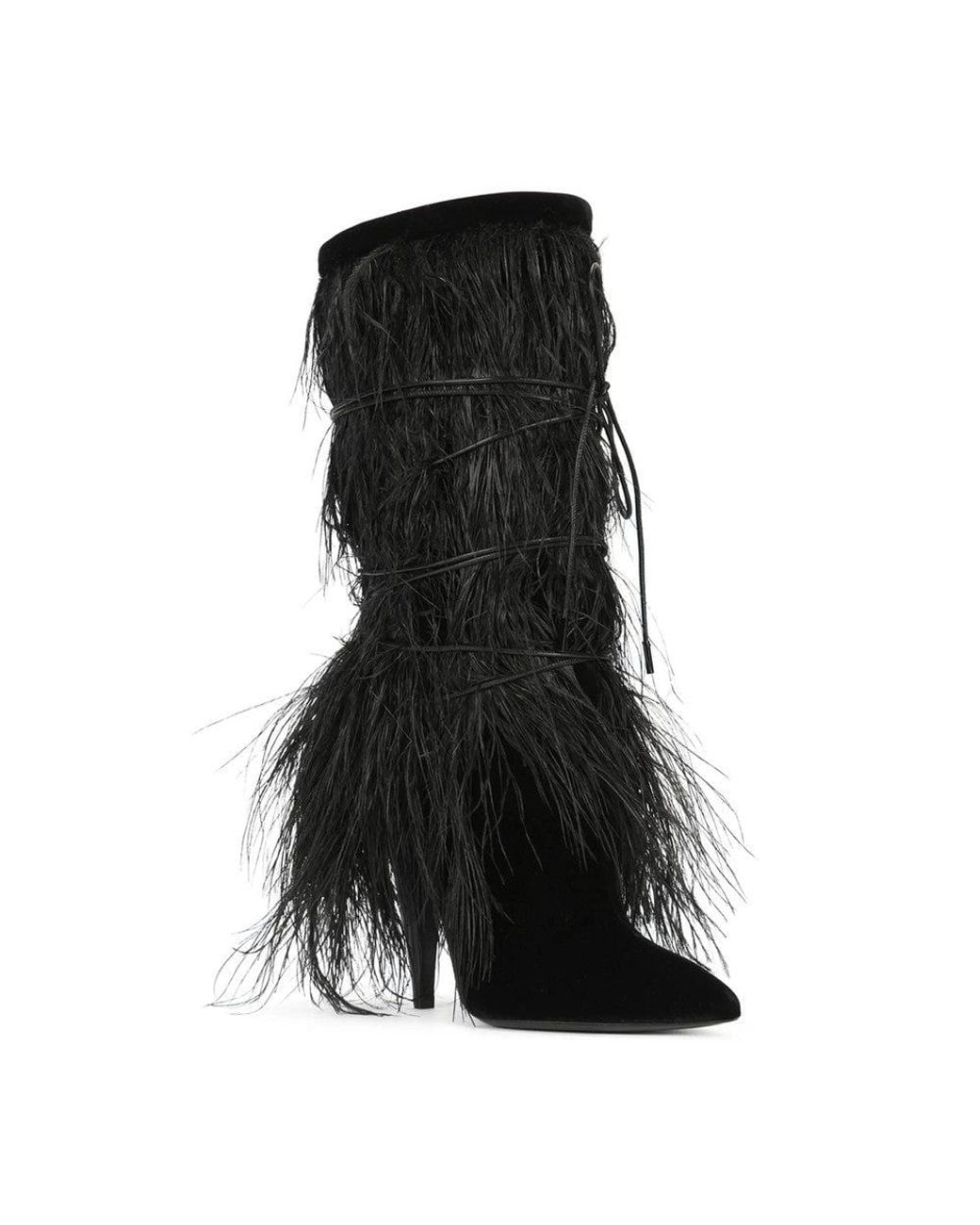 Saint Laurent Black Textured Yeti Boots