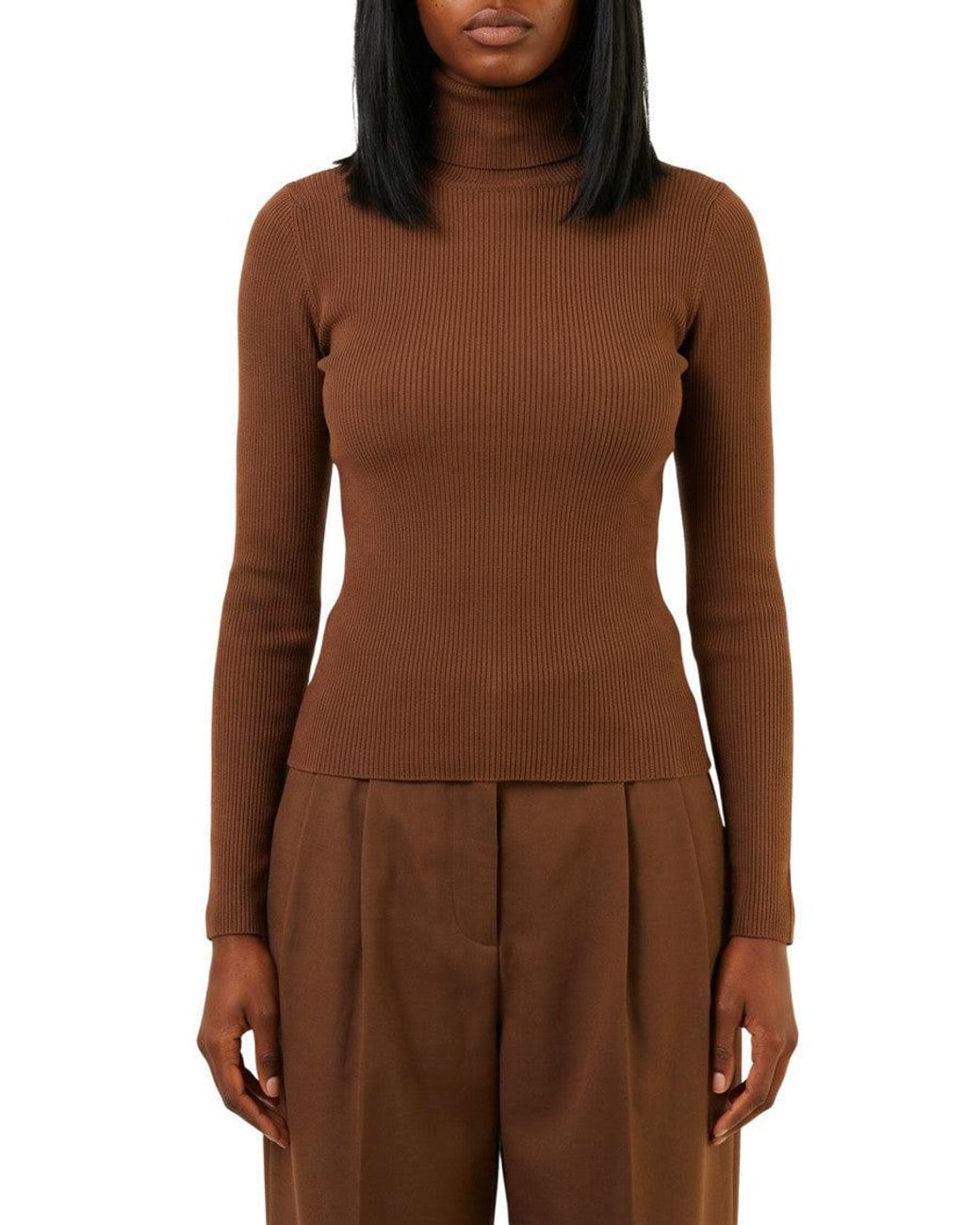 Max Mara Brown Knitted Turtle Neck Sweater