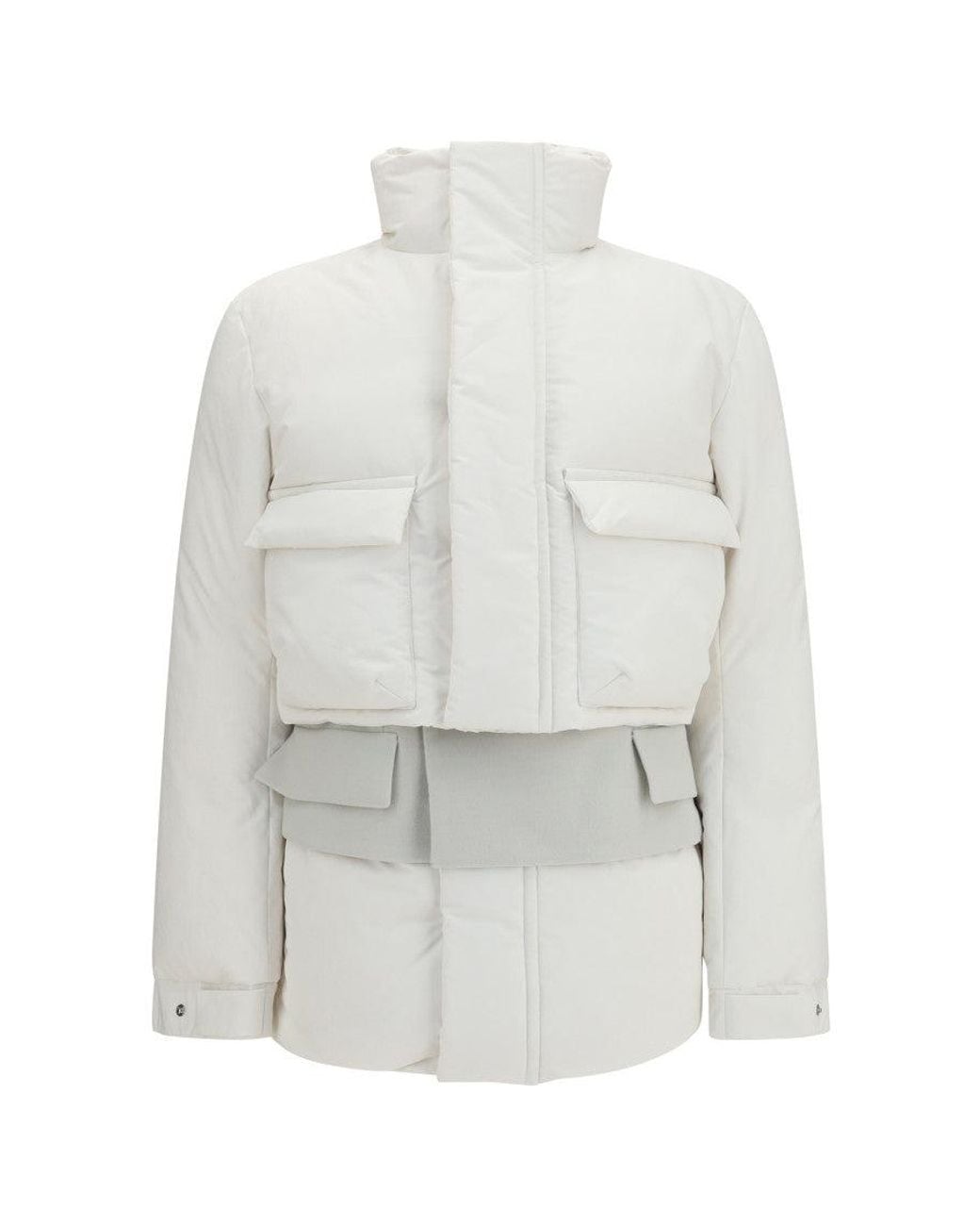 Sacai White Off Solid Mock Collar Jacket