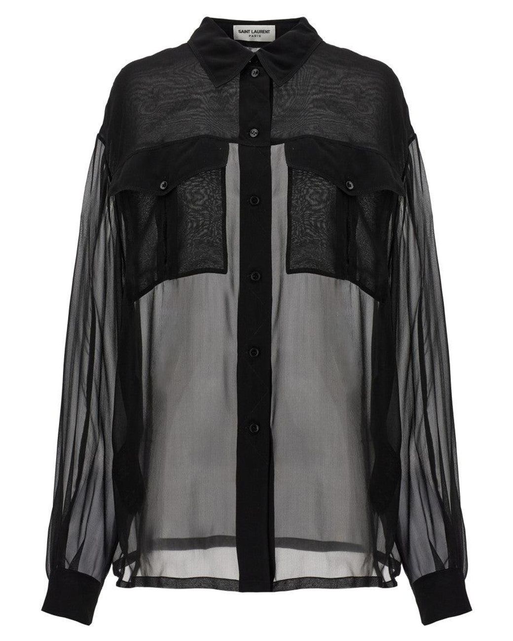 Saint Laurent Black Silk Crepe Muslin Shirt