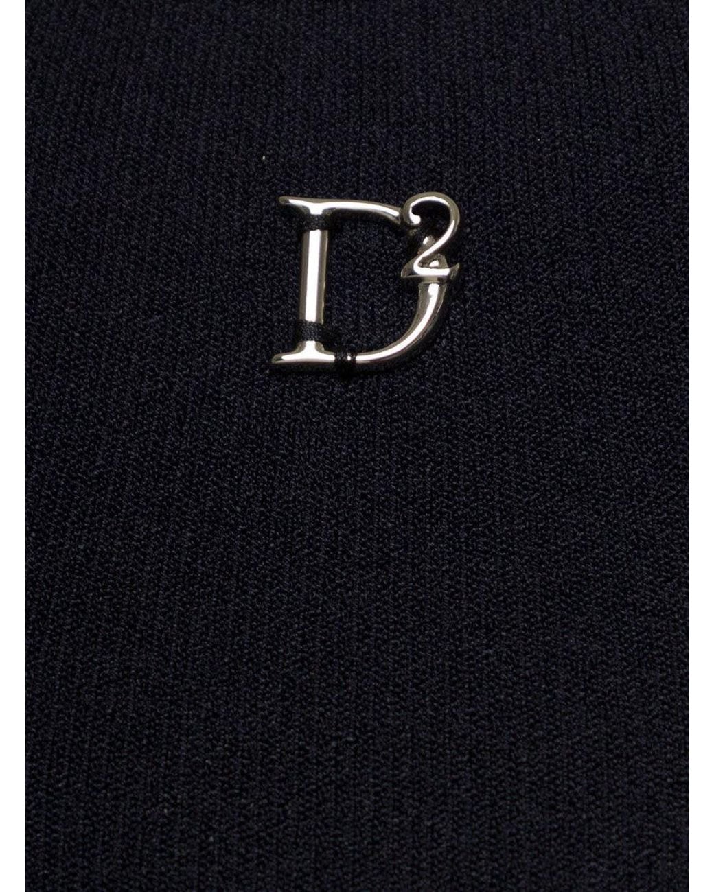 DSquared² Blue Mini Sleeveless Ribbed Dress With Cut-Out Detail