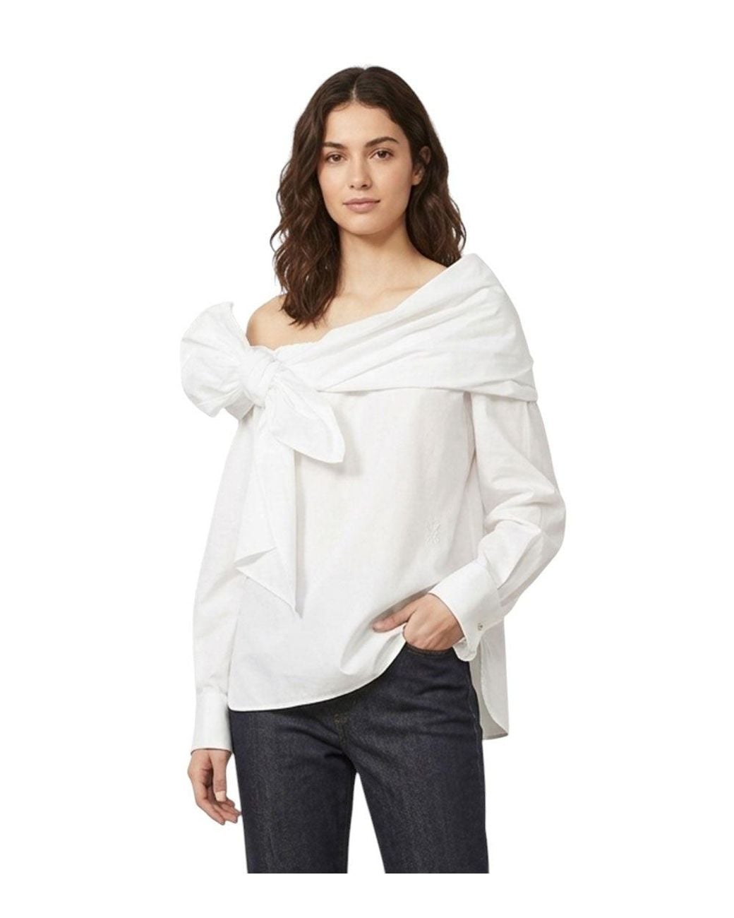 Max Mara White Off Shoulder Top