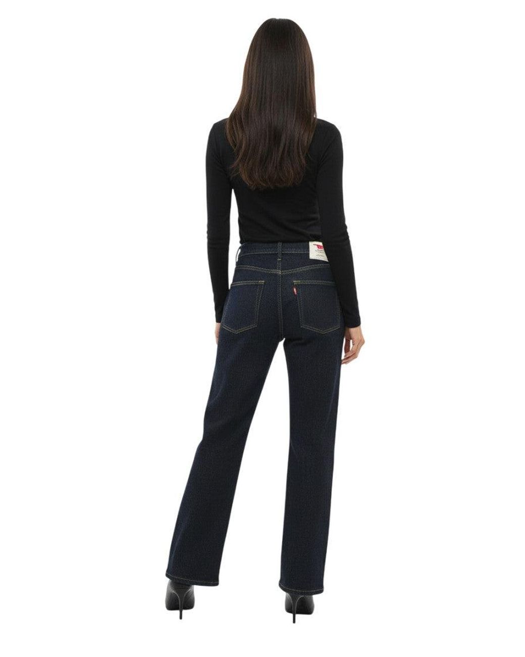 DIESEL Black Straight Mid Rise Jeans