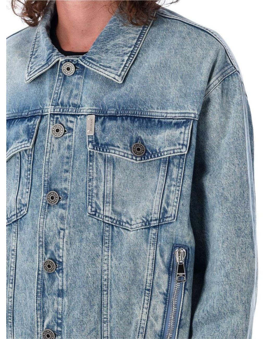 Balmain Blue Shirt Collar Jacket for men