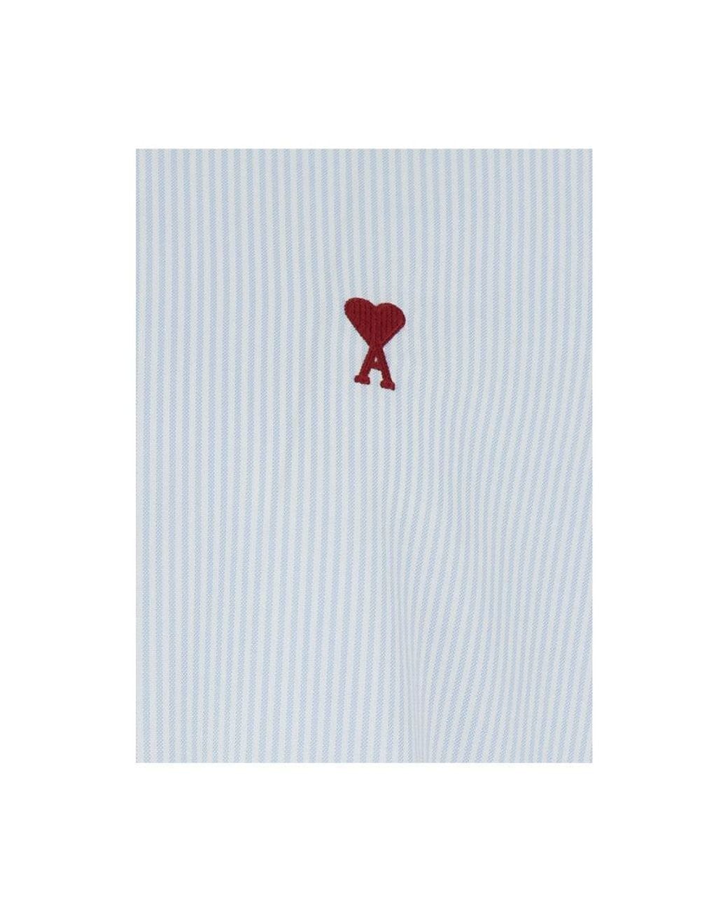 AMI Blue Light Embroidered Logo Shirt for men