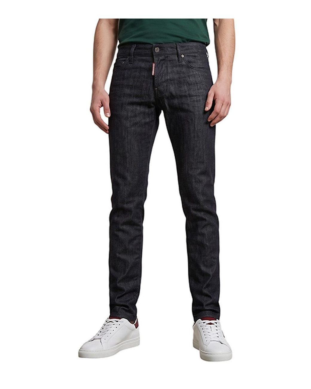 DSquared² Black Slim Mid Rise Jeans for men