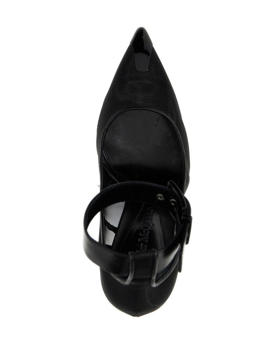 McQueen Black Pointed Toe Heels