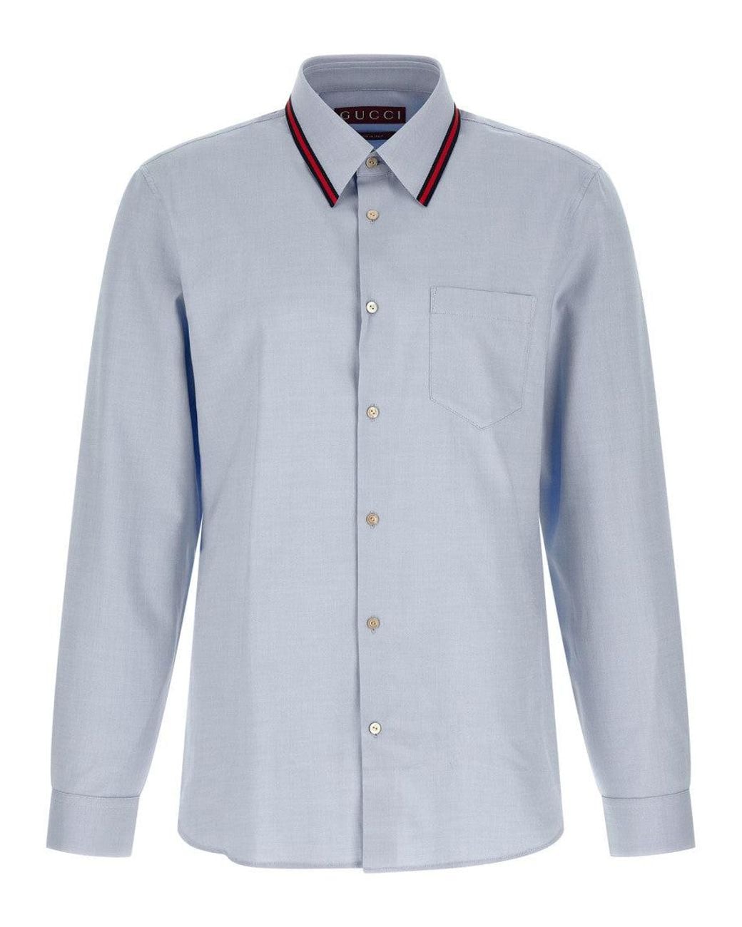 Gucci Blue Light Regular Solid Shirt for men