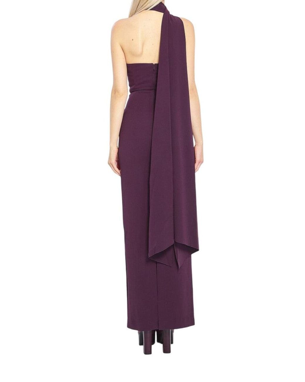 Solace London Purple Halter Neck Maxi Dress