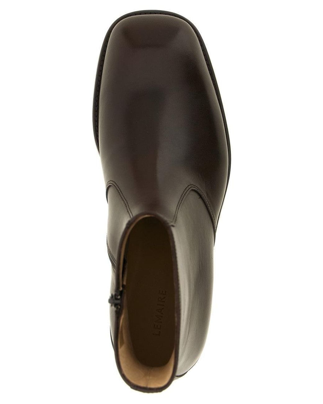 Lemaire Brown Zipper Ankle Boots for men