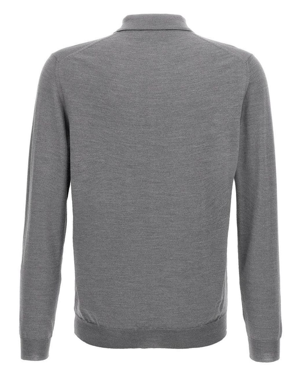 Zanone Gray Solid Polo Shirt for men