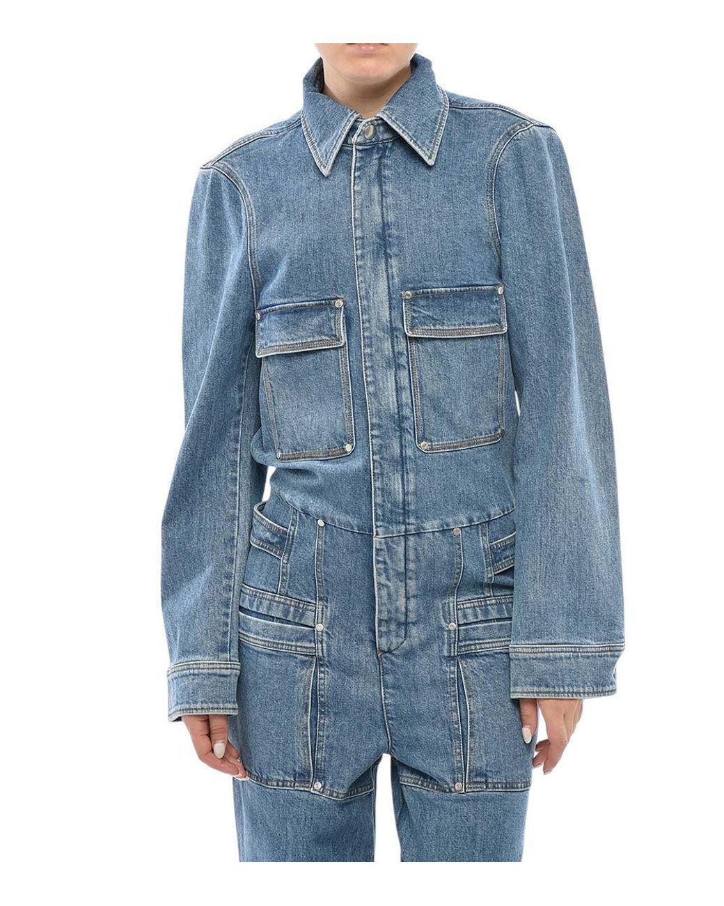 Stella McCartney Blue Shirt Collar Jumpsuit