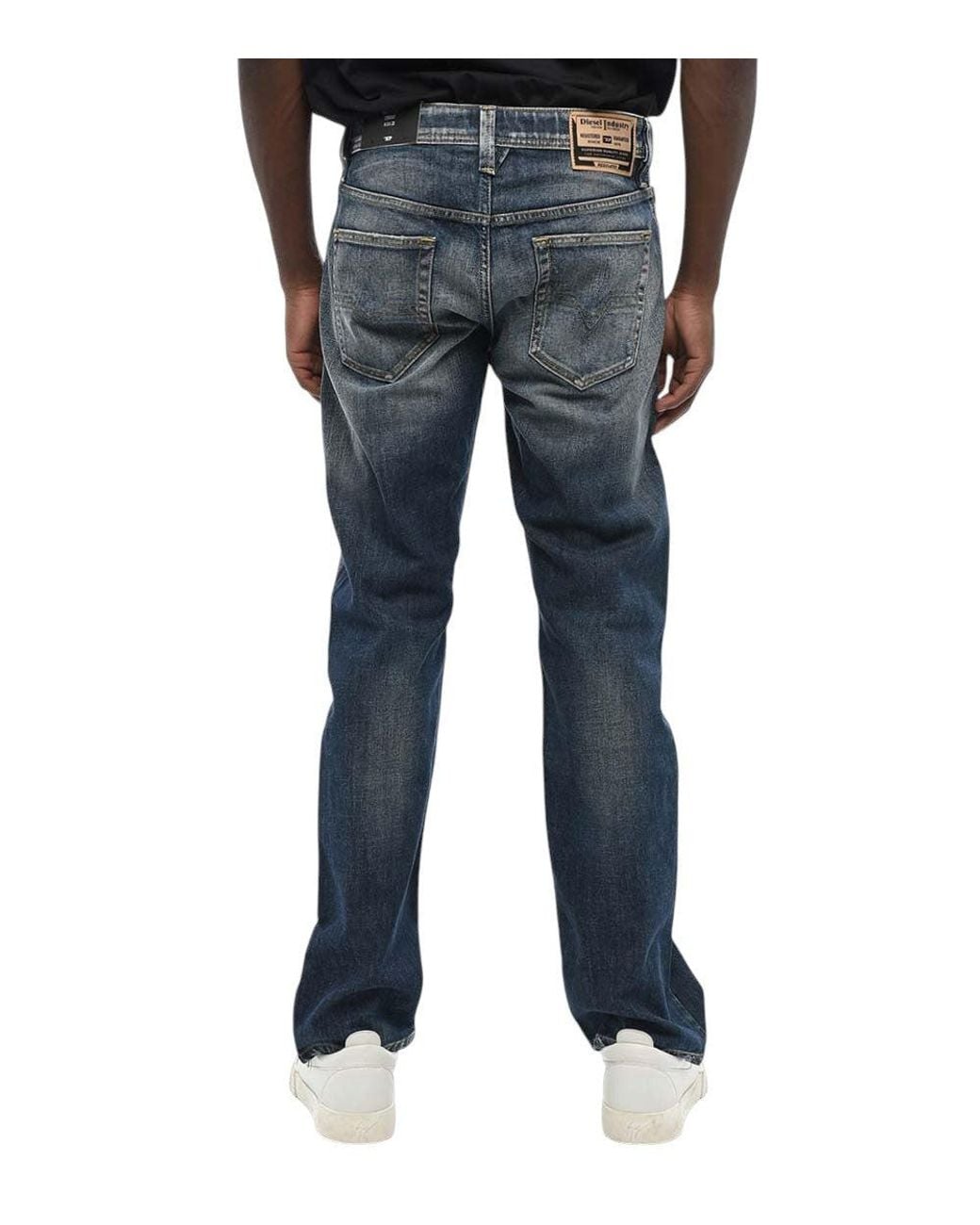 DIESEL Blue Straight Mid Rise Jeans for men