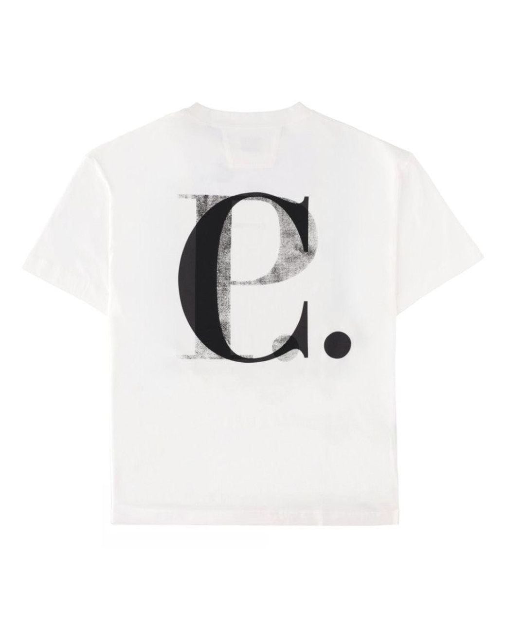 C P Company White Logo Crew Neck T-Shirt for men