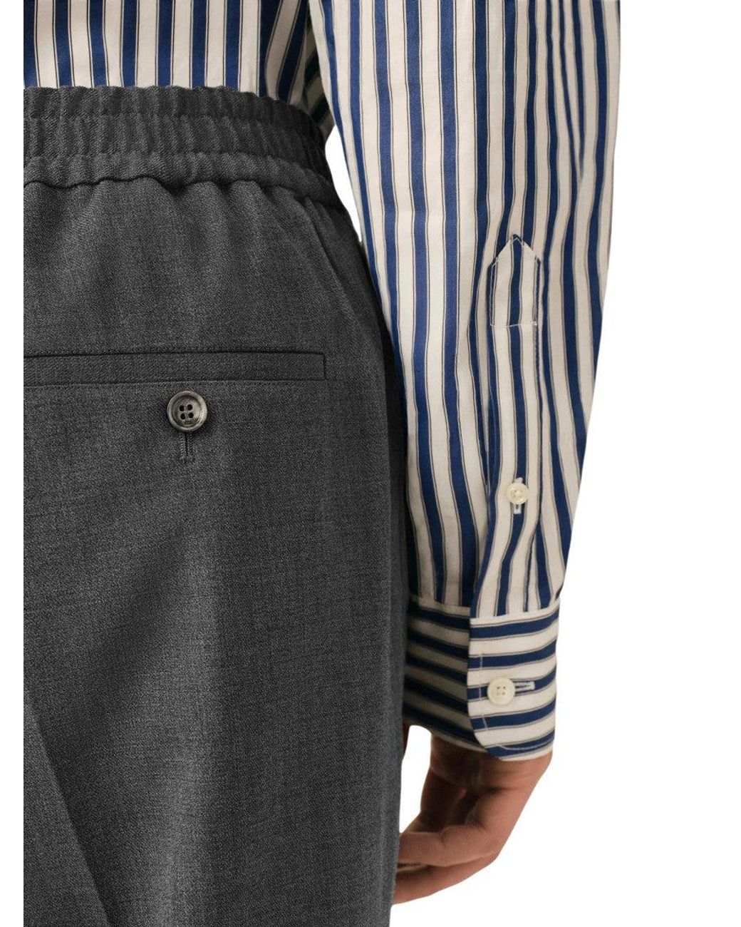 AMI Gray Straight Elasticated Trousers for men