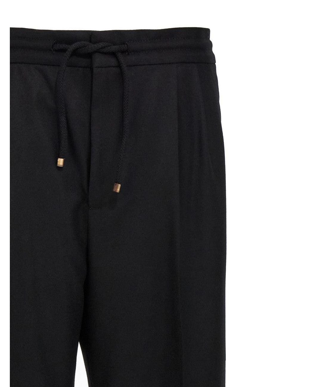 Brunello Cucinelli Black Leisure Fit Trousers for men