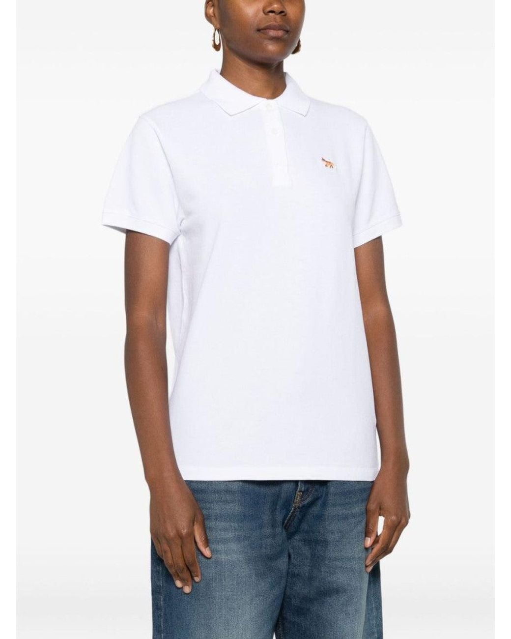 Maison Kitsuné White Classic Collar Logo Polo