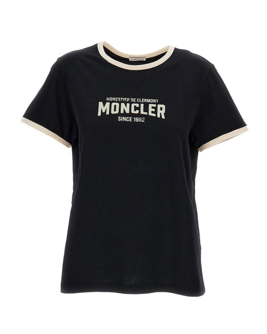 Moncler Black Crew Neck Logo Print T-Shirt