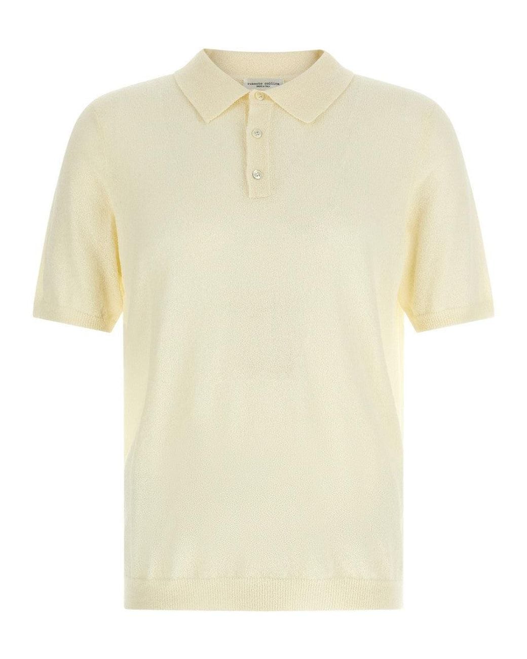 Roberto Collina White Spongy Effect Polo Shirt for men