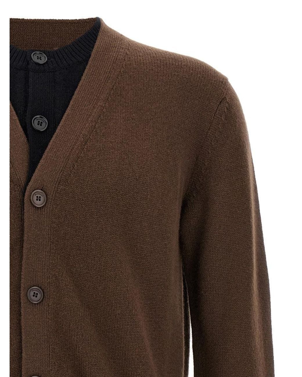 J.W. Anderson Brown 'Contrast Layered' Cardigan for men