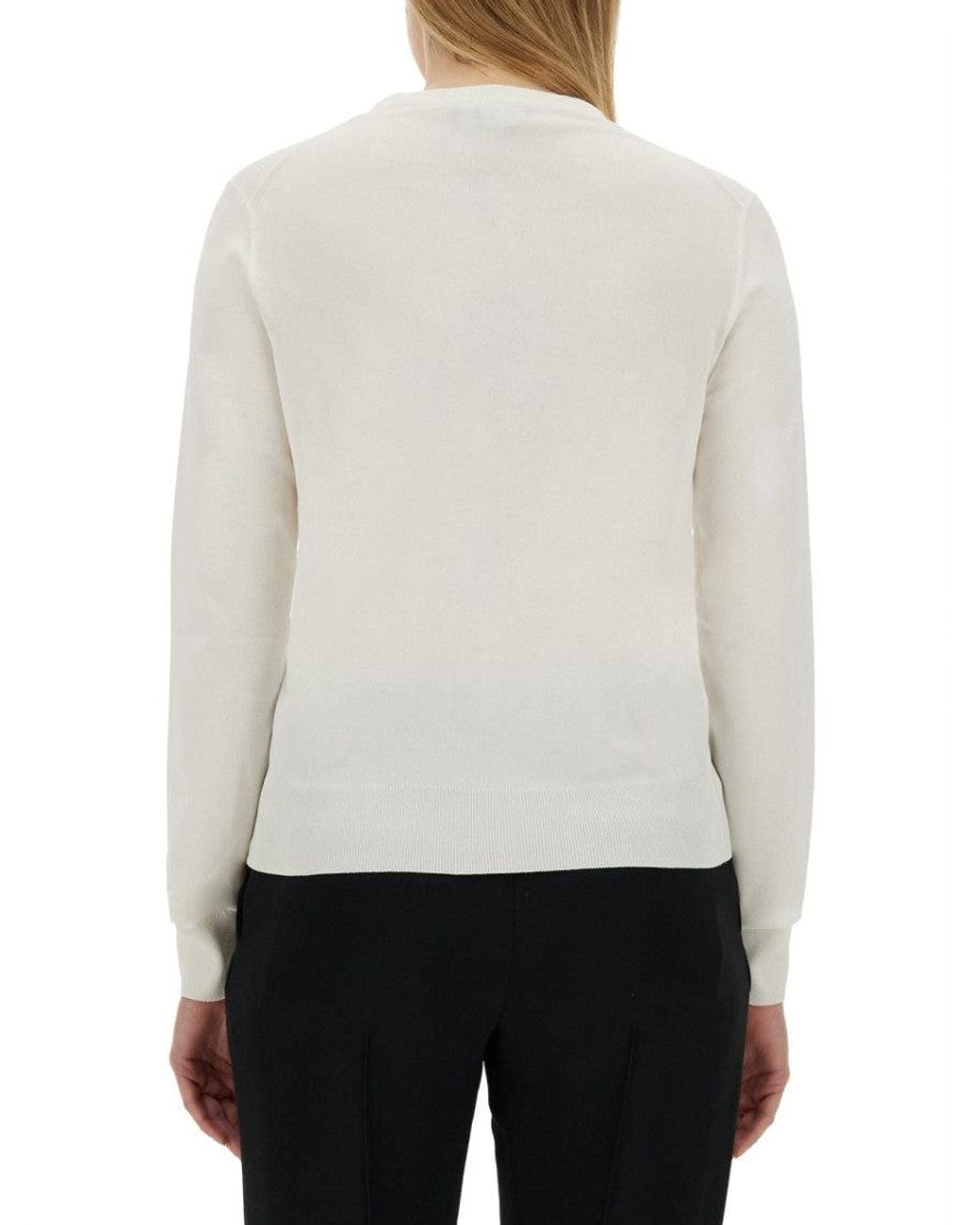Dolce & Gabbana White Solid Round Neck Sweater