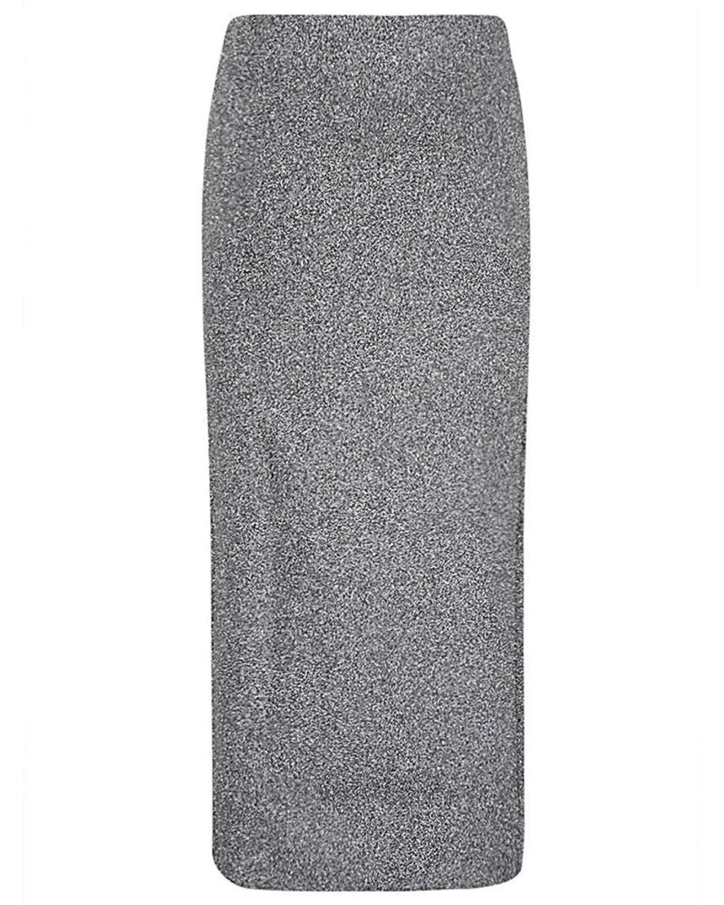 Circus Hotel Gray Dark Viscose Midi Skirt