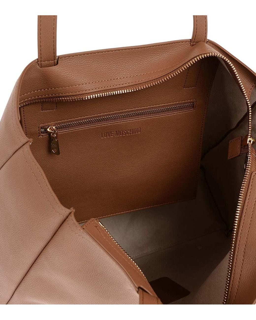 Love Moschino Brown Logo Plaque Large Tote
