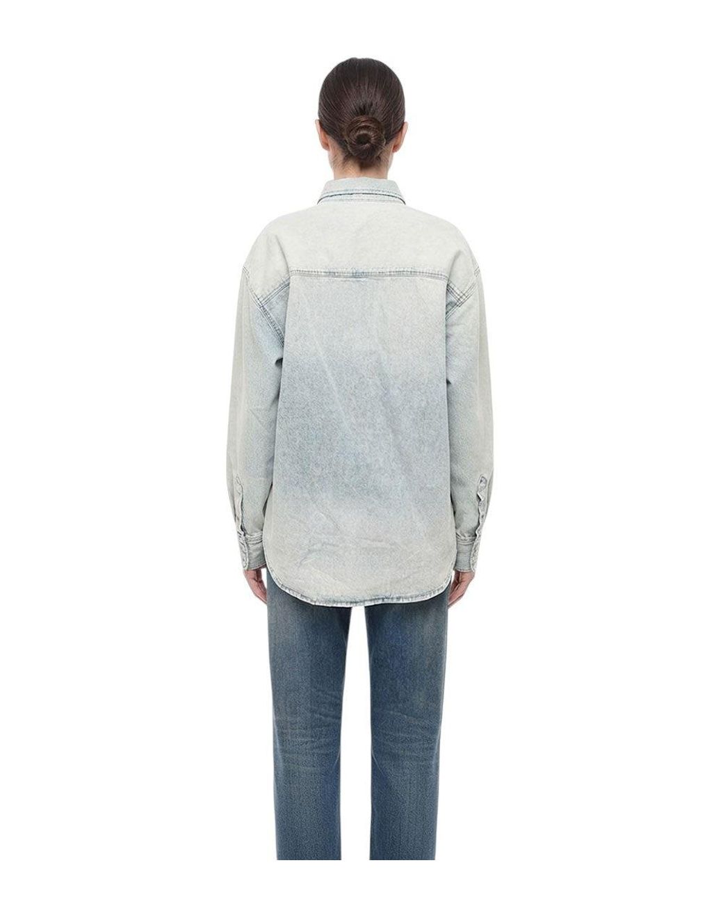 Re/done Gray Light Oversized Solid Shirt