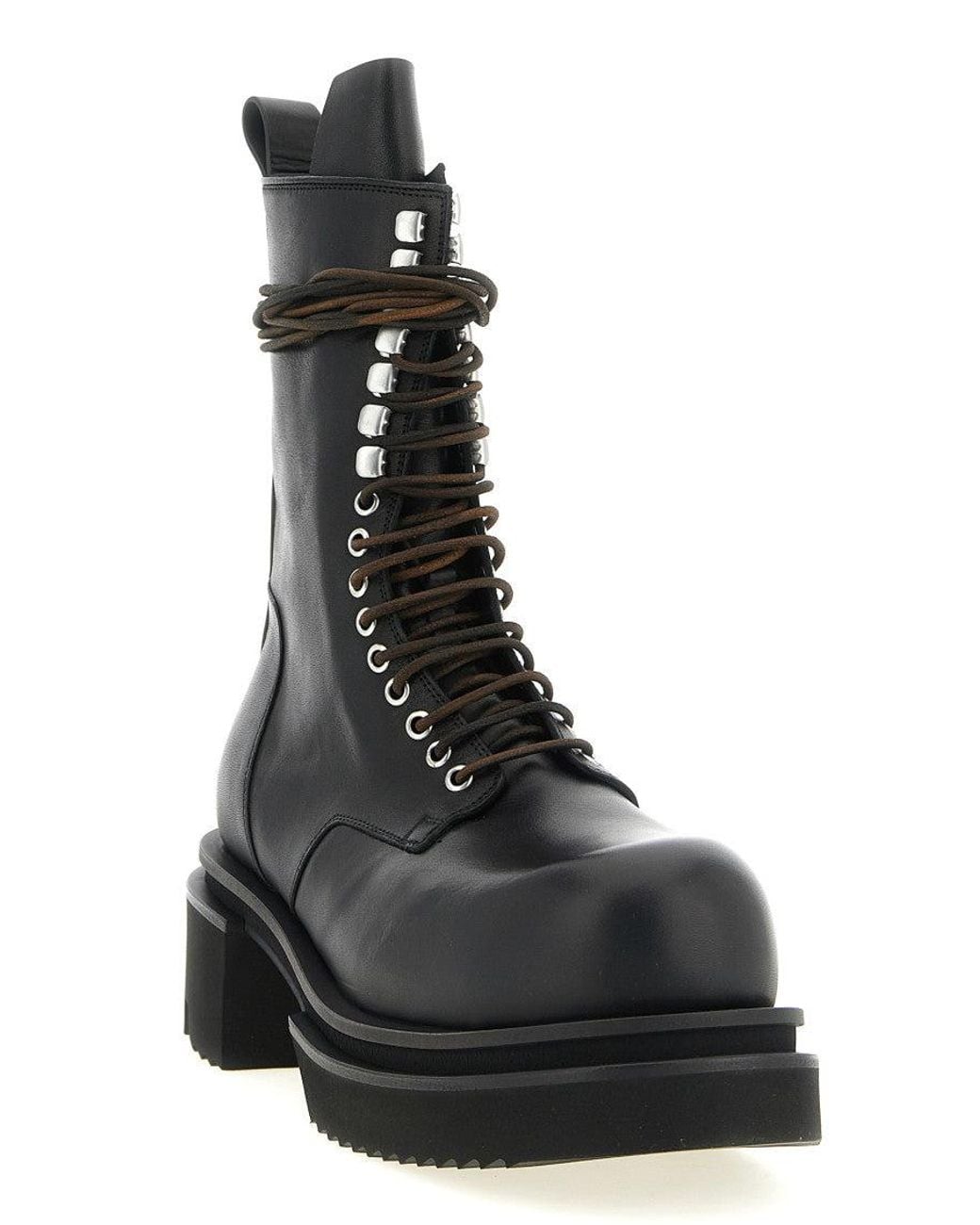 Rick Owens Black Lace-Up Bogun Boots for men