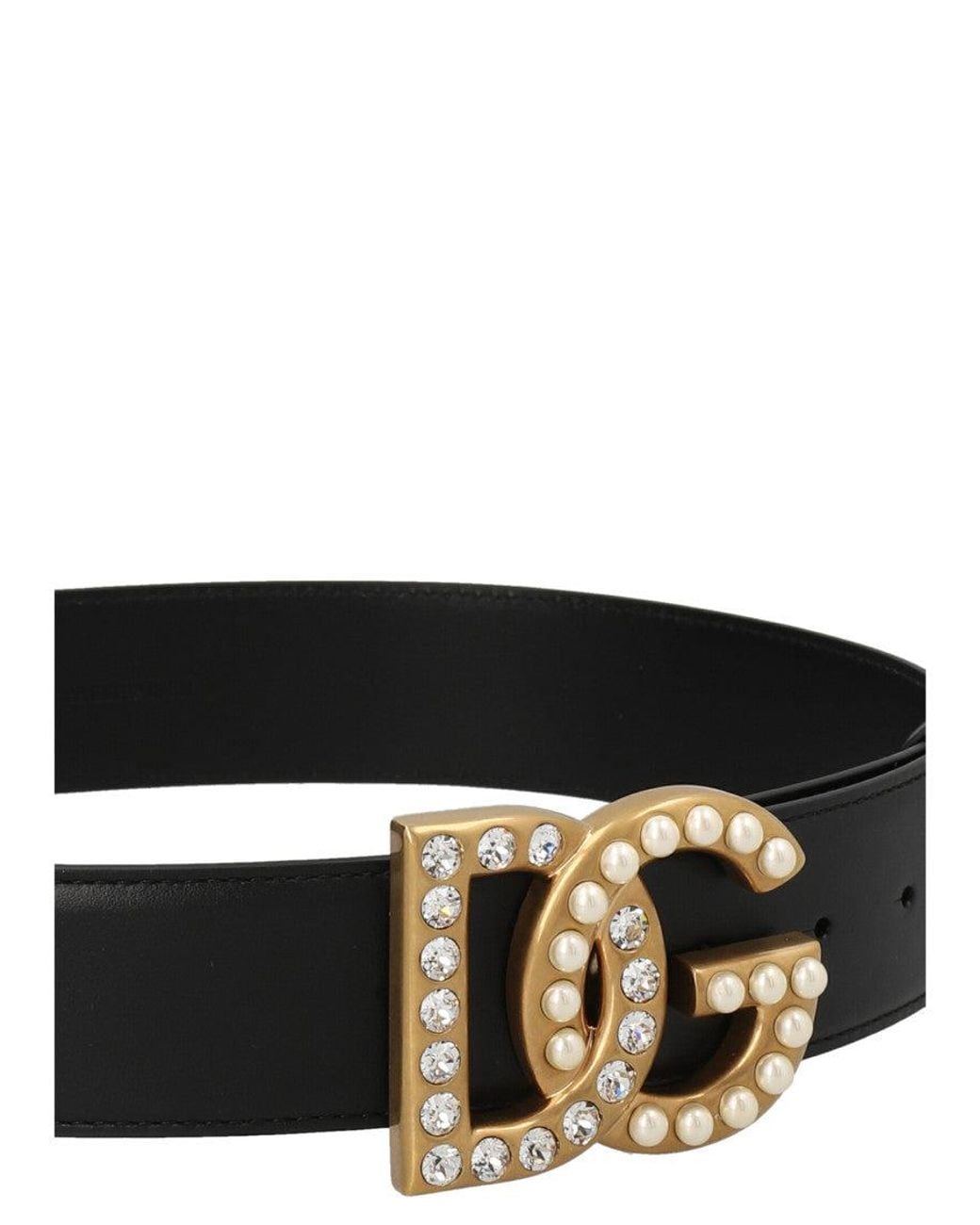Dolce & Gabbana White Embellished Buckle Belt