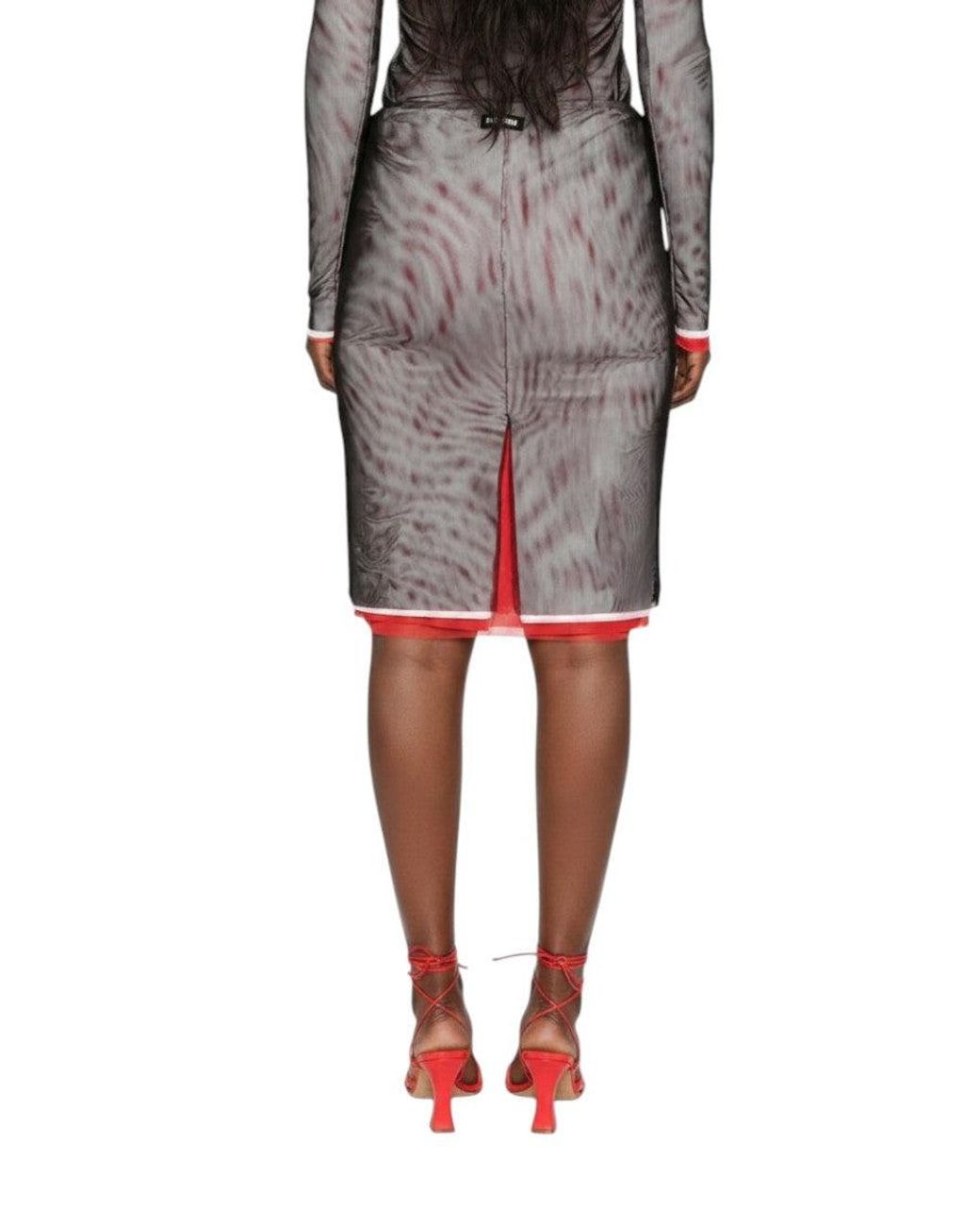 MSGM Black Stripes Calf Length Skirt