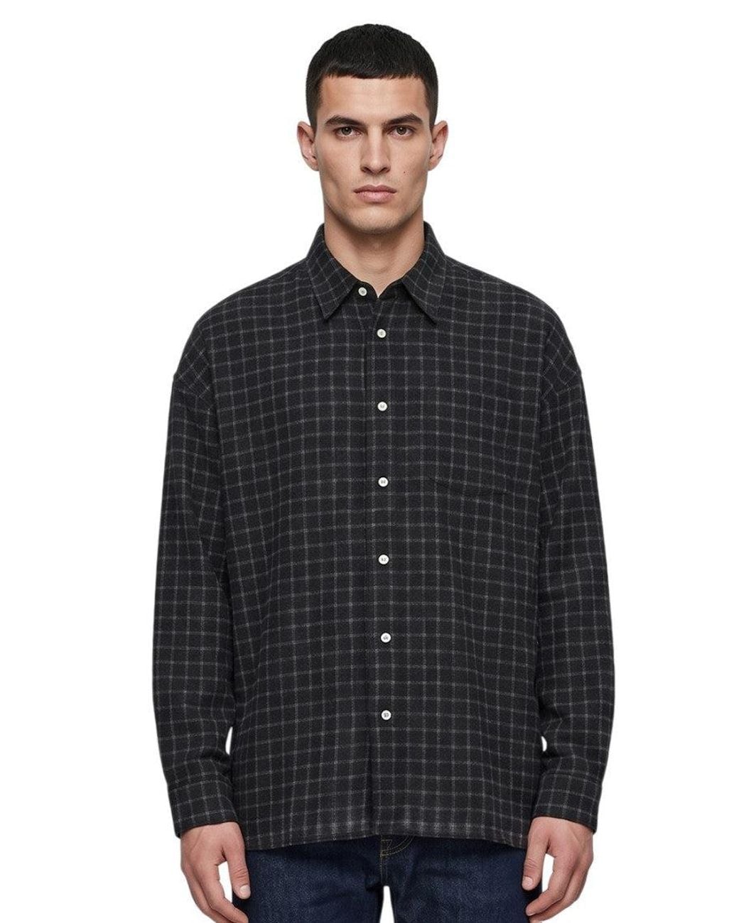 sunflower Black Relaxed Check Shirt for men