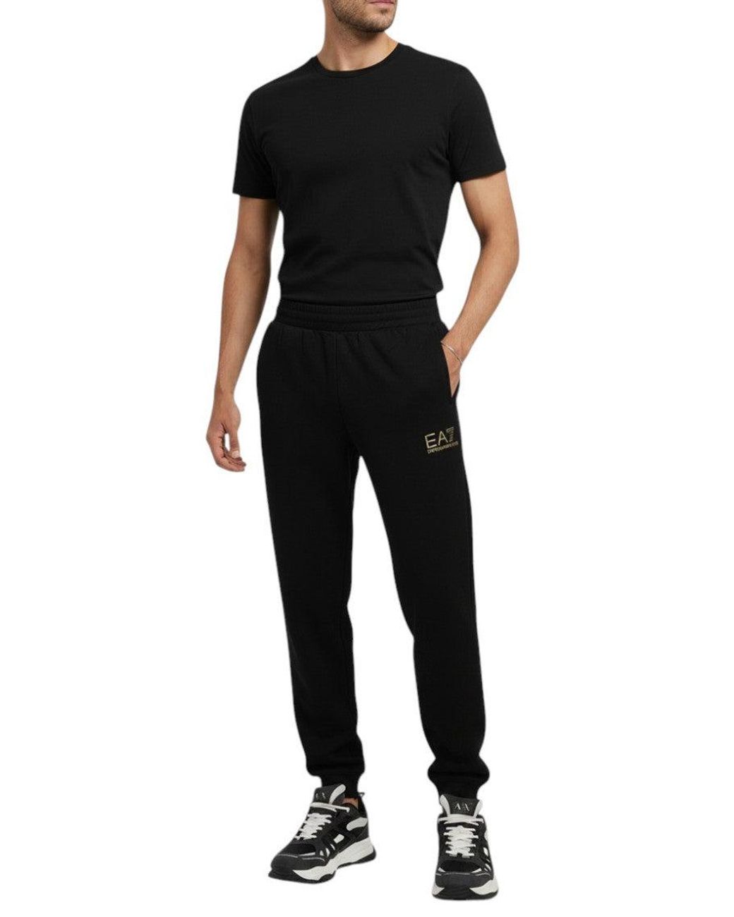 EA7 Black Slim Sweatpants for men