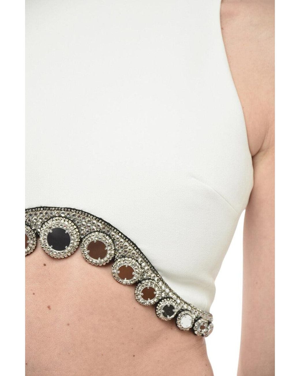 David Koma Black Embellished Crew Neck Top