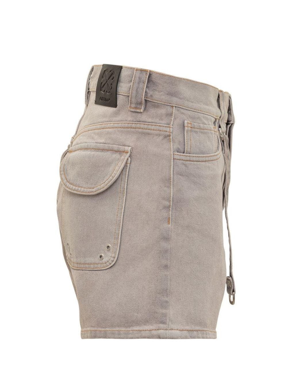 Off-White c/o Virgil Abloh Gray Off Denim Shorts