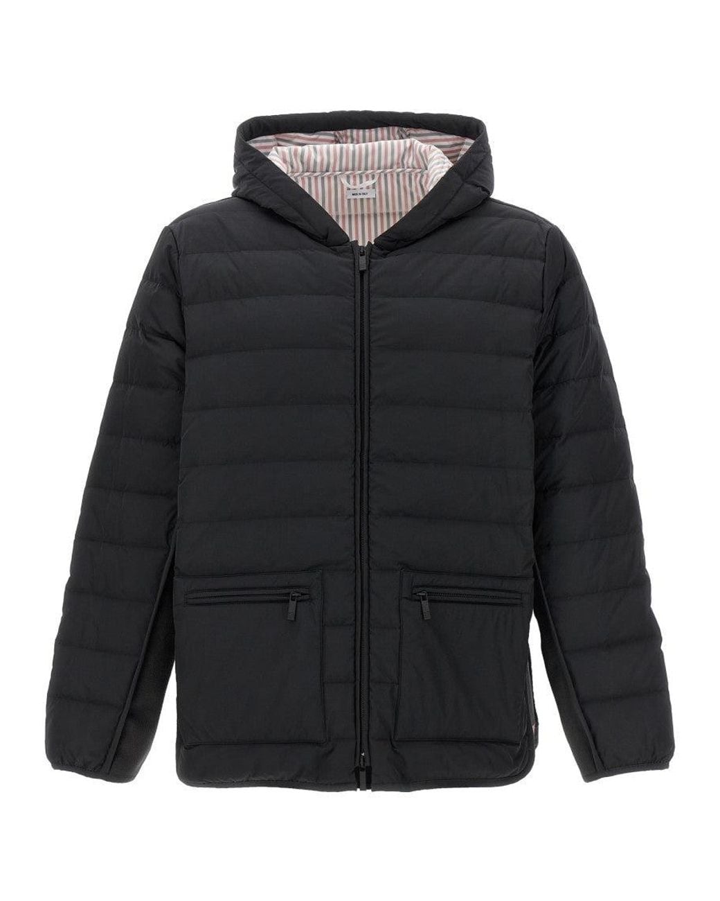 Thom Browne Blue 4 Bar Hooded Puffer Jacket for men