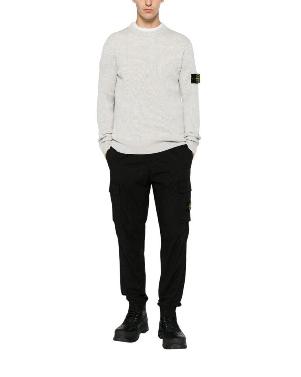 Stone Island White Light Knitted Sweater for men