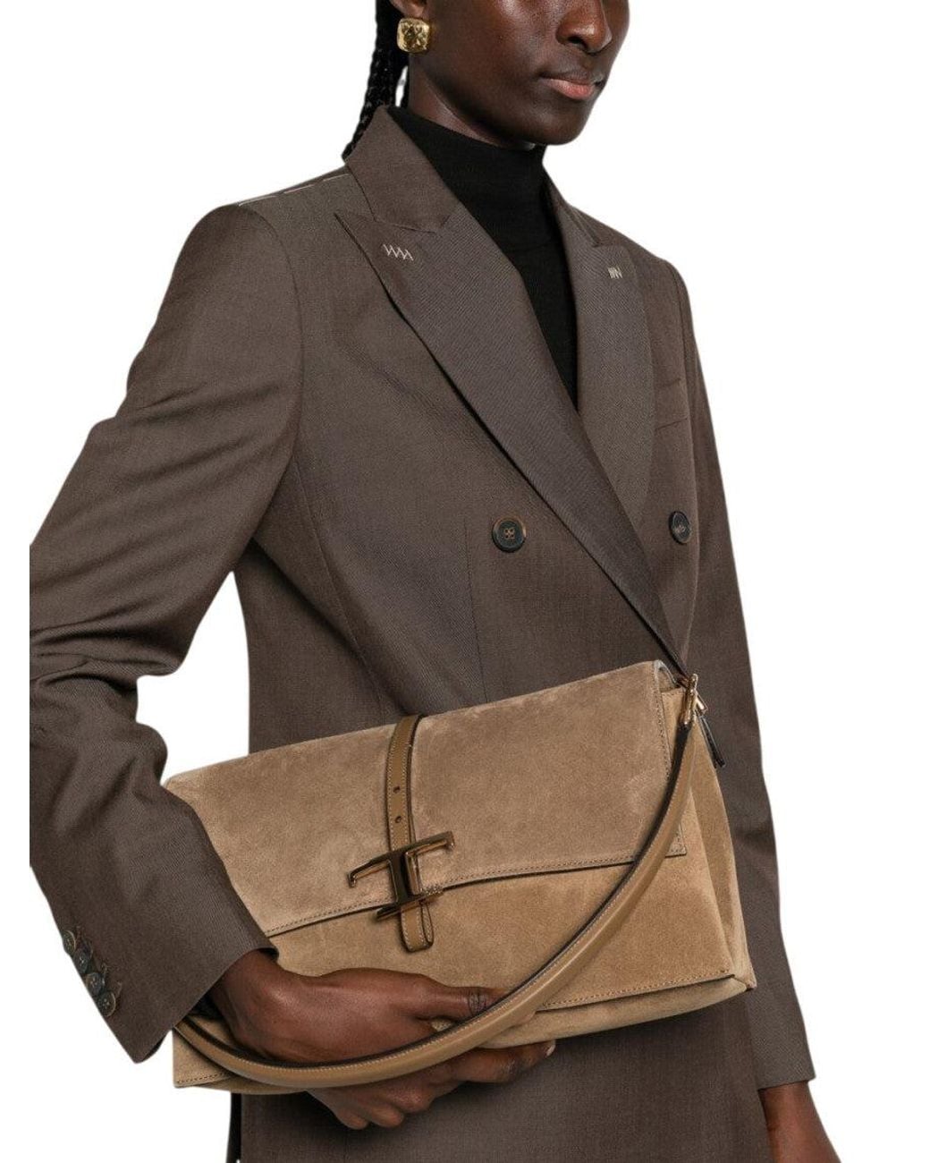 Tod's Brown T Timeless Large Shoulder Bag