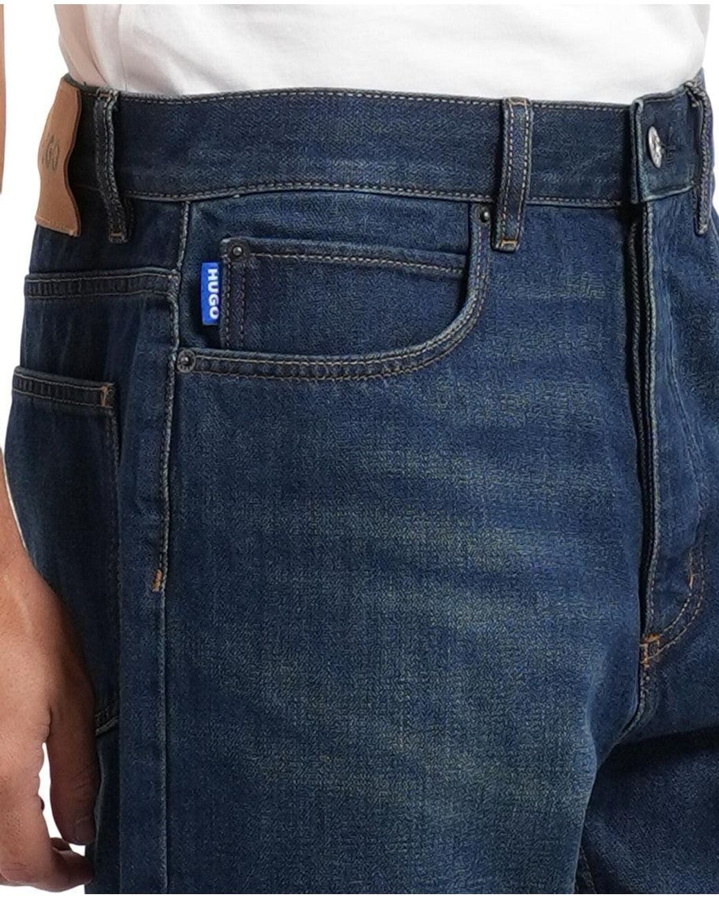 HUGO Blue Relaxed Mid Rise Jeans for men