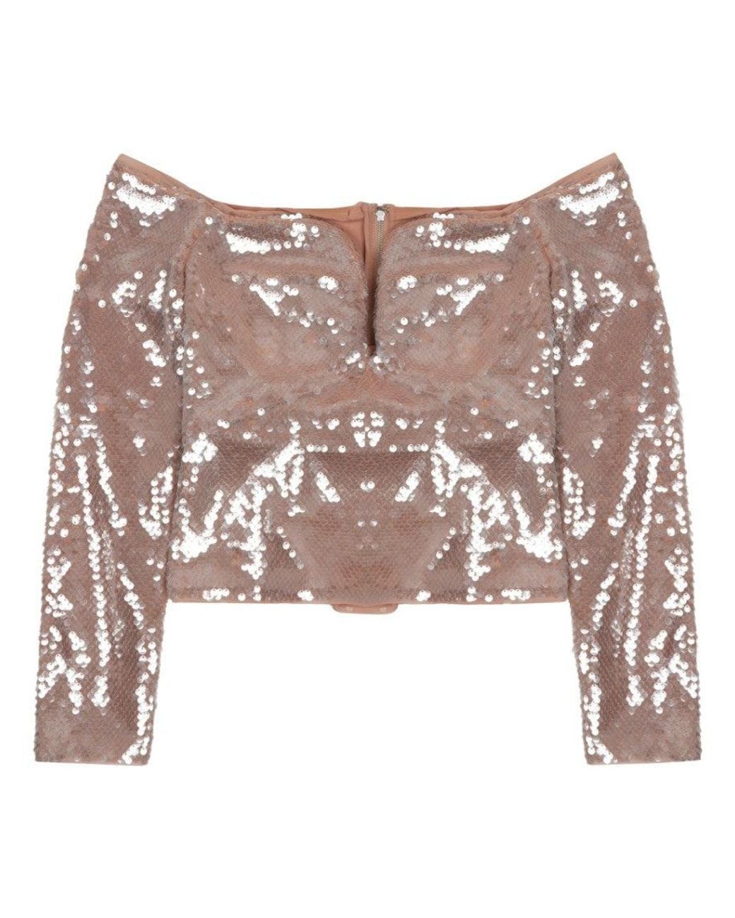 Self-Portrait Pink Embellished Off Shoulder Top